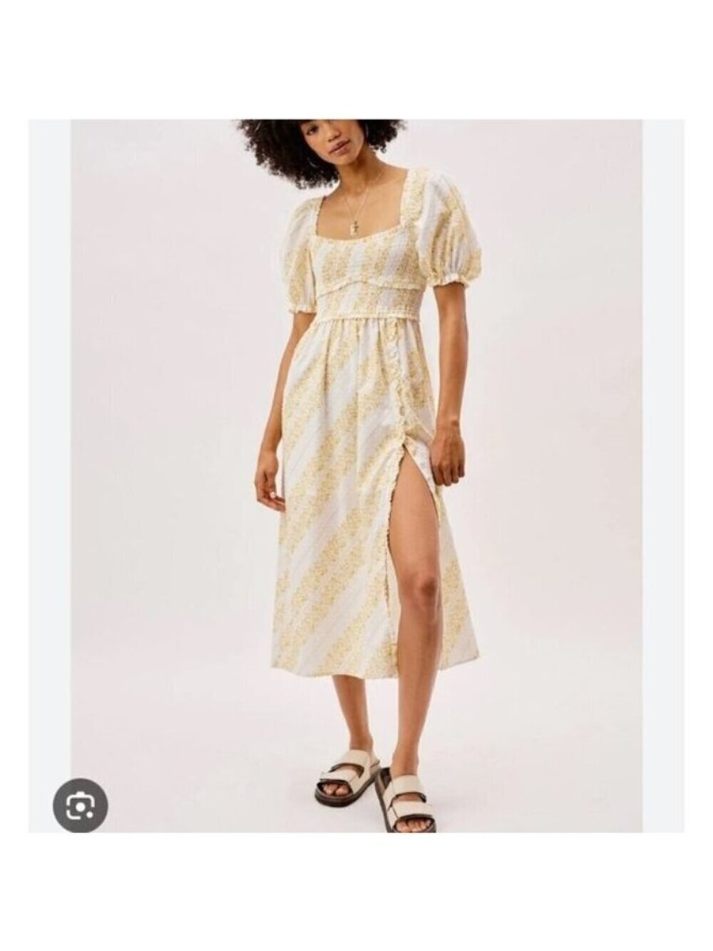 For Loves & Lemons Lucie Midi dress, Yellow /white floral , Size L